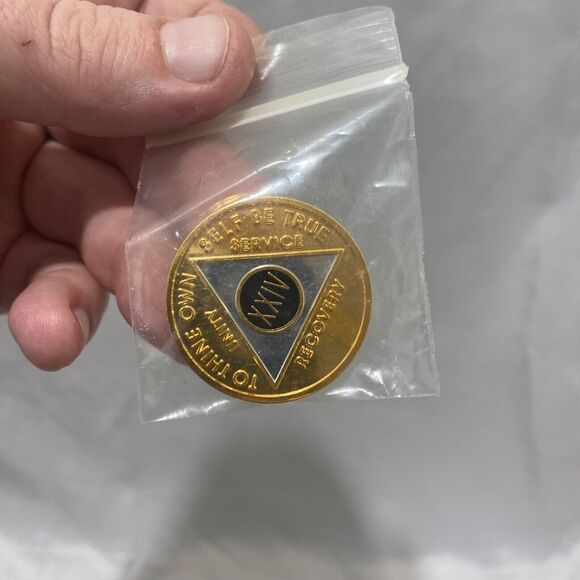 Set Of Two NA Sobriety Coins One 24 Year Is New And One 1 Year Is Older - Picture 4 of 7